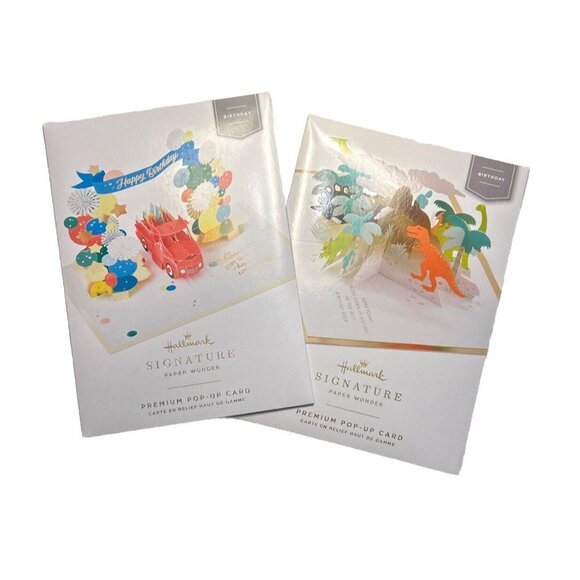 NEW Hallmark Signature Paper Wonder Lot of 2 Pop-Up 3D Fun Happy Birthday Cards - Picture 1 of 9